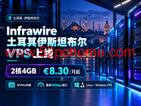 Infrawire 土耳其伊斯坦布尔 VPS 上线：2核4GB €8.30/月起，NVMe存储、最高10Gbps端口-吾爱主机测评
